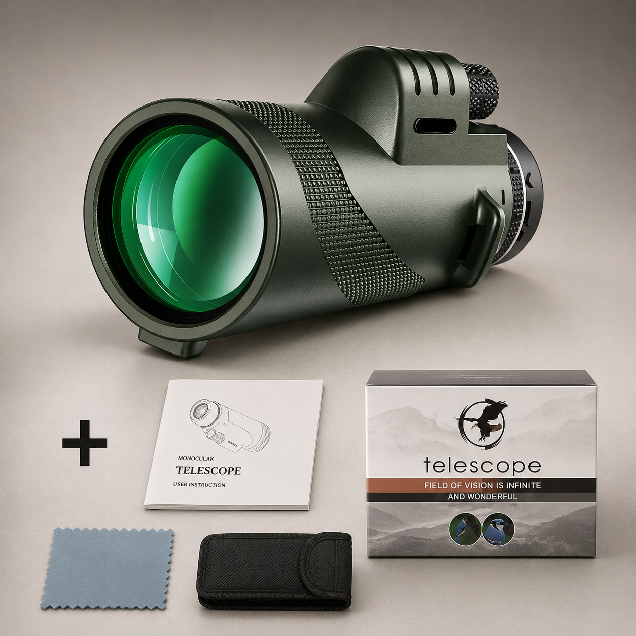 Premium Monocular Telescope HD Zoom Long Range Viewing Portable Folding Outdoor Travel Scope Smartphone Compatible