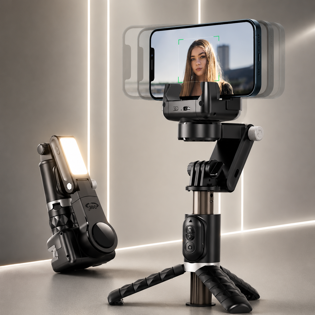 Premium Phone Gimbal Smartphone Stabilizer Selfie Stick Tripod Bluetooth Remote 360 Rotation Video Photography Holder