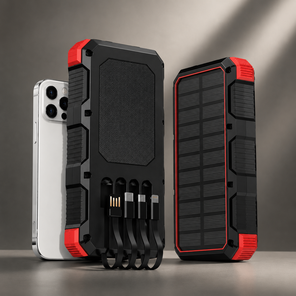 Premium Power Bank 20000mAh Solar Charger Fast Charging Portable Battery Pack LED Flashlight Travel Charger