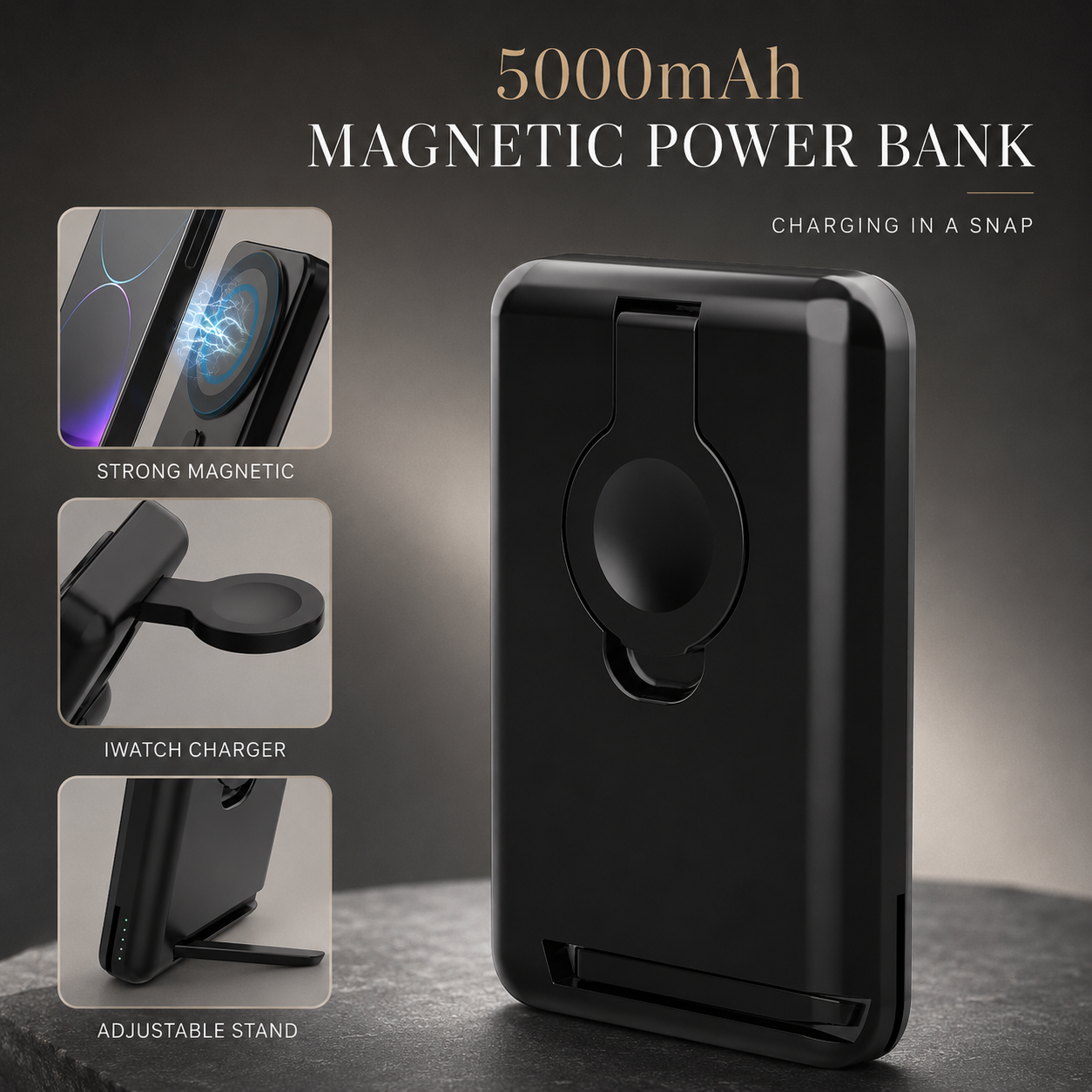 Premium Power Bank MagSafe Compatible 3 In 1 Wireless Charger Portable Magnetic Battery Smartphone Watch Earbuds Charging Station