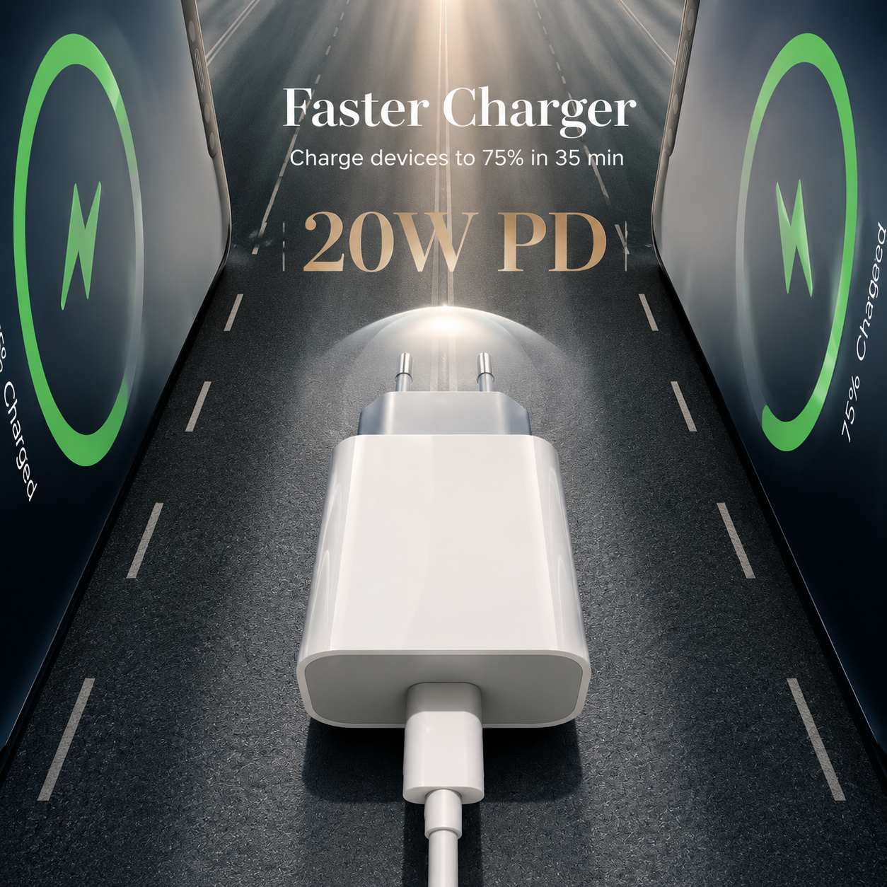 Premium USB-C Fast Charger Power Adapter 20W Power Delivery Compact Safe Charging Reliable Output Design