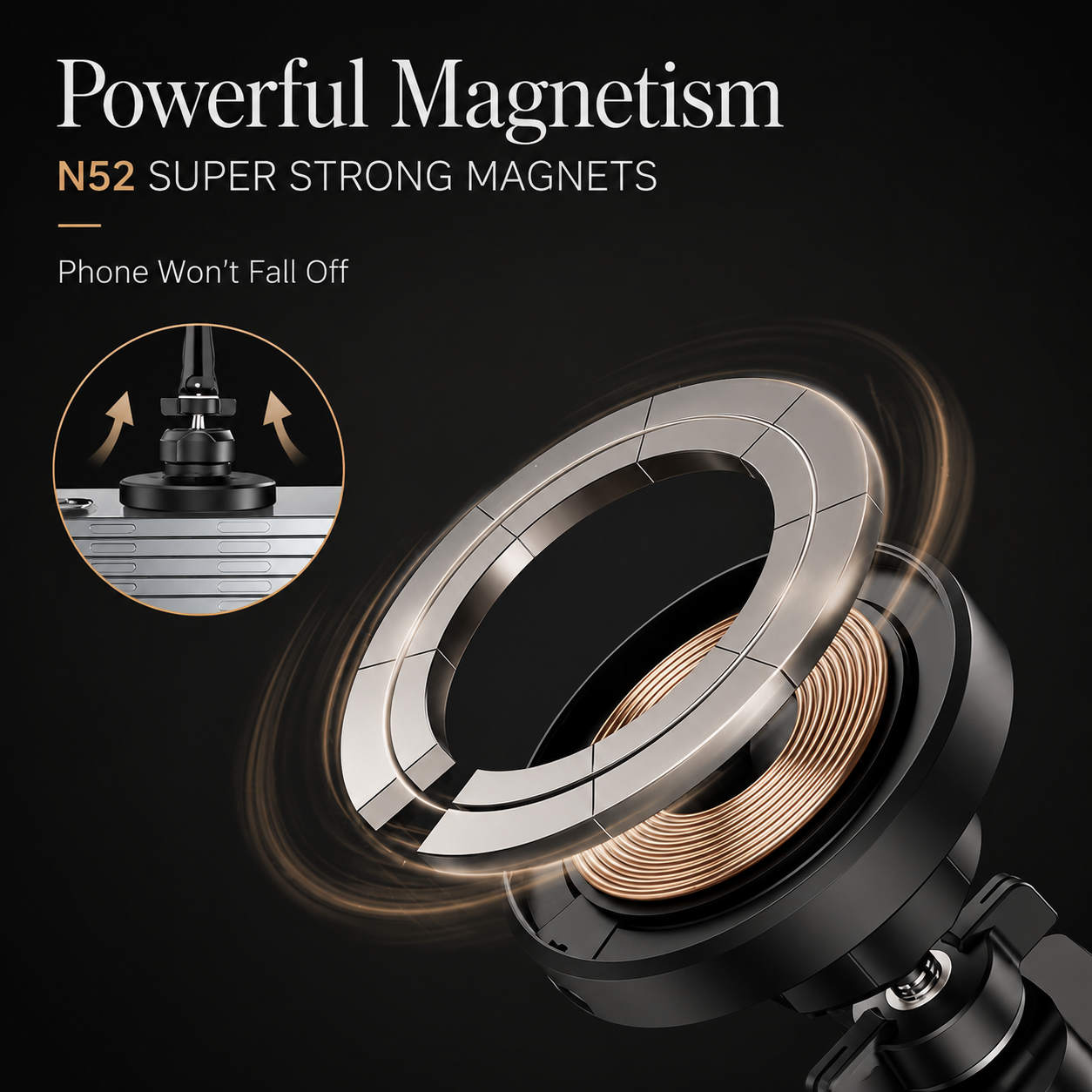 Premium Wireless Car Charger MagSafe Compatible Fast Charging Magnetic Phone Mount Dashboard Vent Holder Wireless Charging Dock