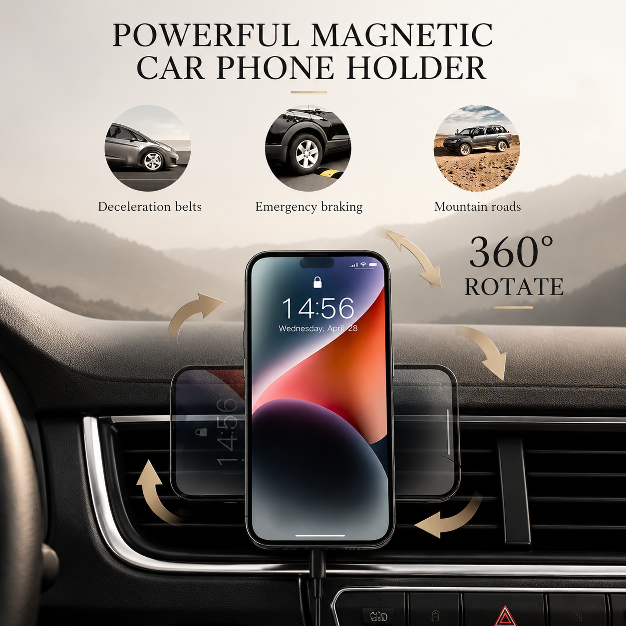 Premium Wireless Car Charger MagSafe Compatible Fast Charging Magnetic Phone Mount Dashboard Vent Holder Wireless Charging Dock