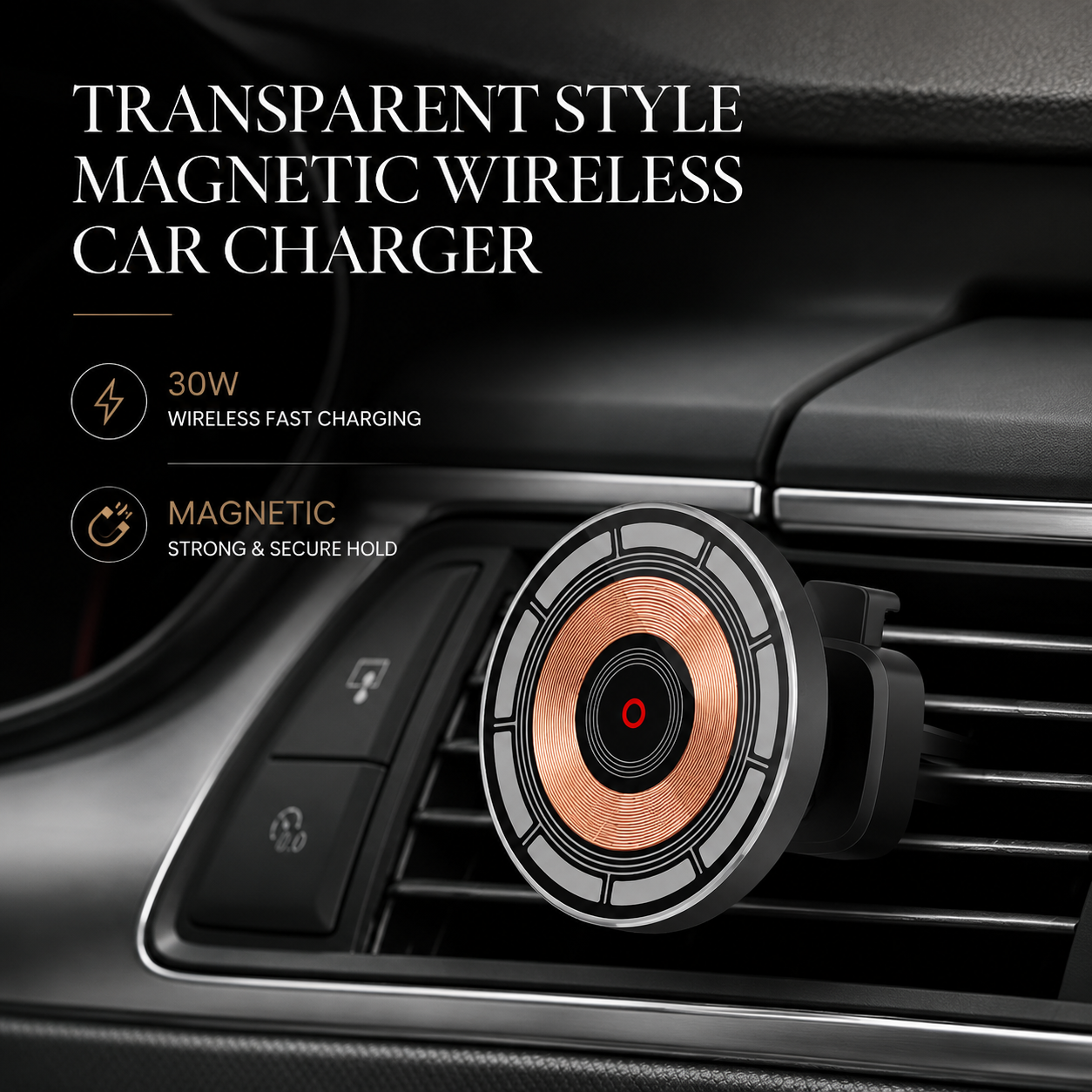 Premium Wireless Car Charger MagSafe Compatible Fast Charging Magnetic Phone Mount Dashboard Vent Holder Wireless Charging Dock