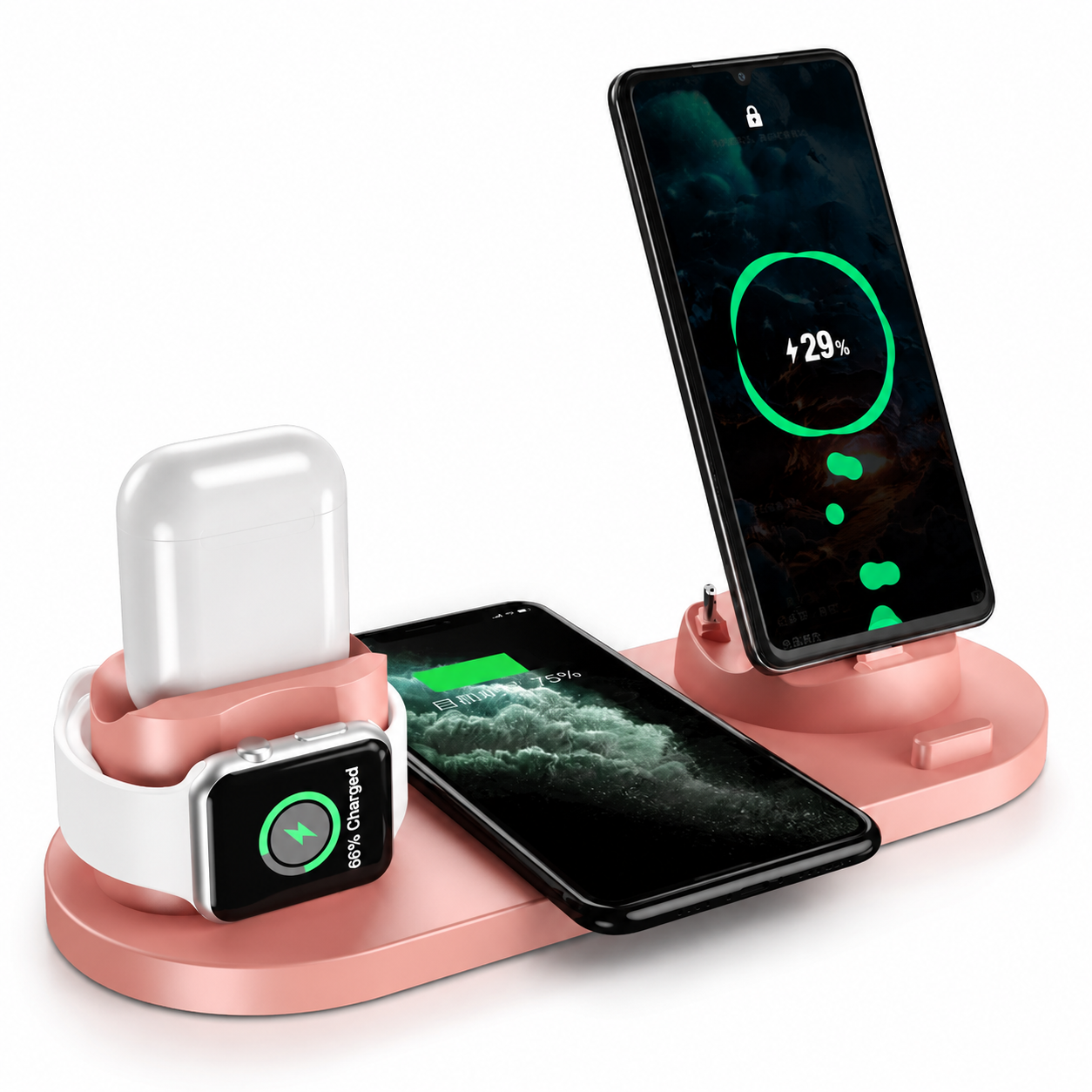 Premium Wireless Charger 7 In 1 Fast Charging Station Foldable Multi Device Charging Dock Smartphone Watch Earbuds Compatible