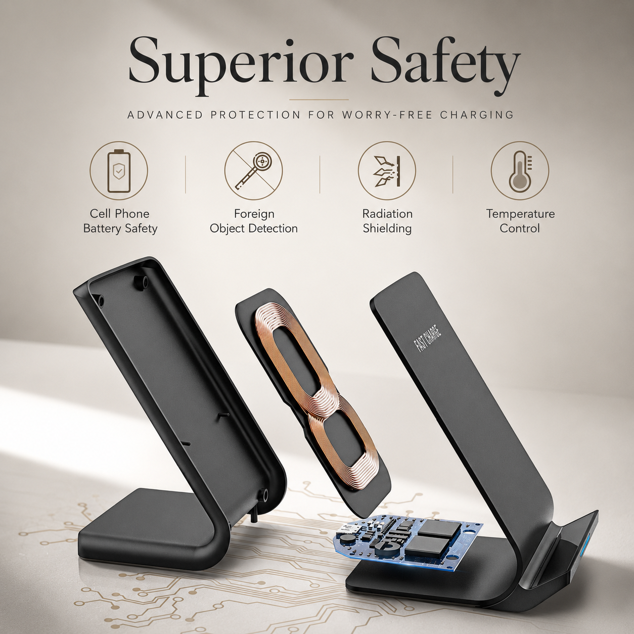 Premium Wireless Charger Fast Charging Foldable Charging Stand Portable Charging Pad Wireless Charging Dock Smartphone Earbuds Compatible