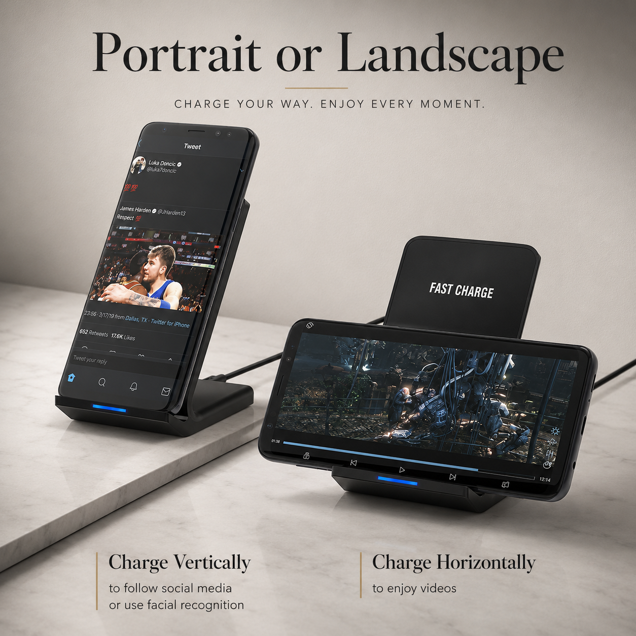 Premium Wireless Charger Fast Charging Foldable Charging Stand Portable Charging Pad Wireless Charging Dock Smartphone Earbuds Compatible