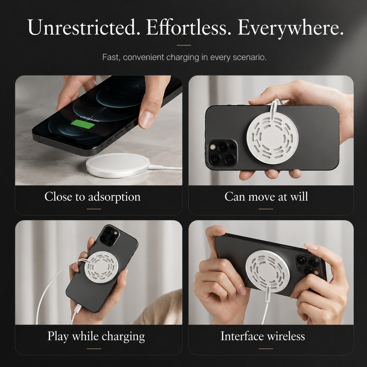 Premium Wireless Charger MagSafe Compatible Fast Charging Magnetic Charging Pad Slim Charging Dock Smartphone Earbuds Compatible