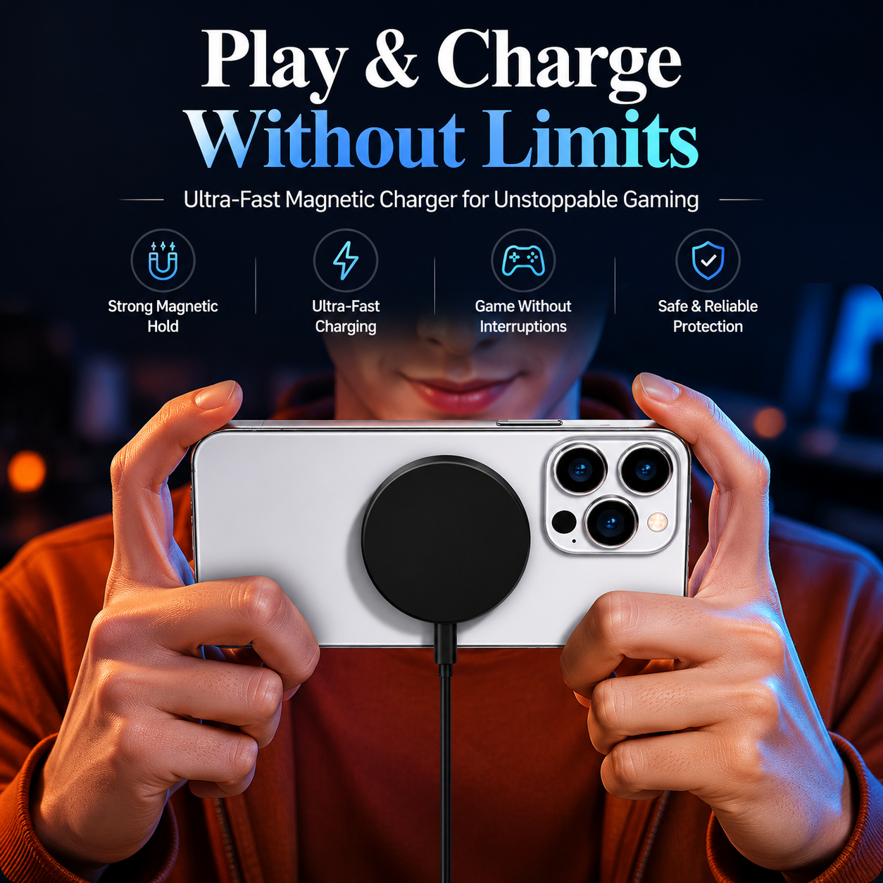Premium Wireless Charger MagSafe Compatible Fast Charging Magnetic Stand USB C PD Smartphone Charging Dock Station