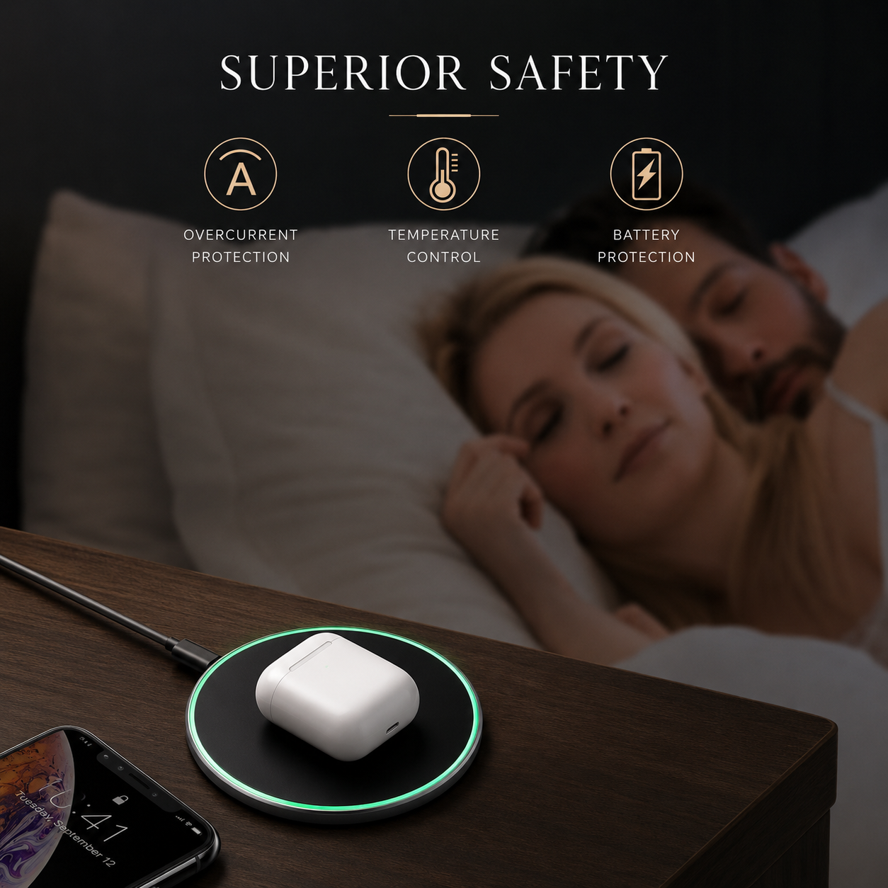 Premium Wireless Charger MagSafe Compatible Fast Charging Pad USB C Qi Wireless Charging Slim Design