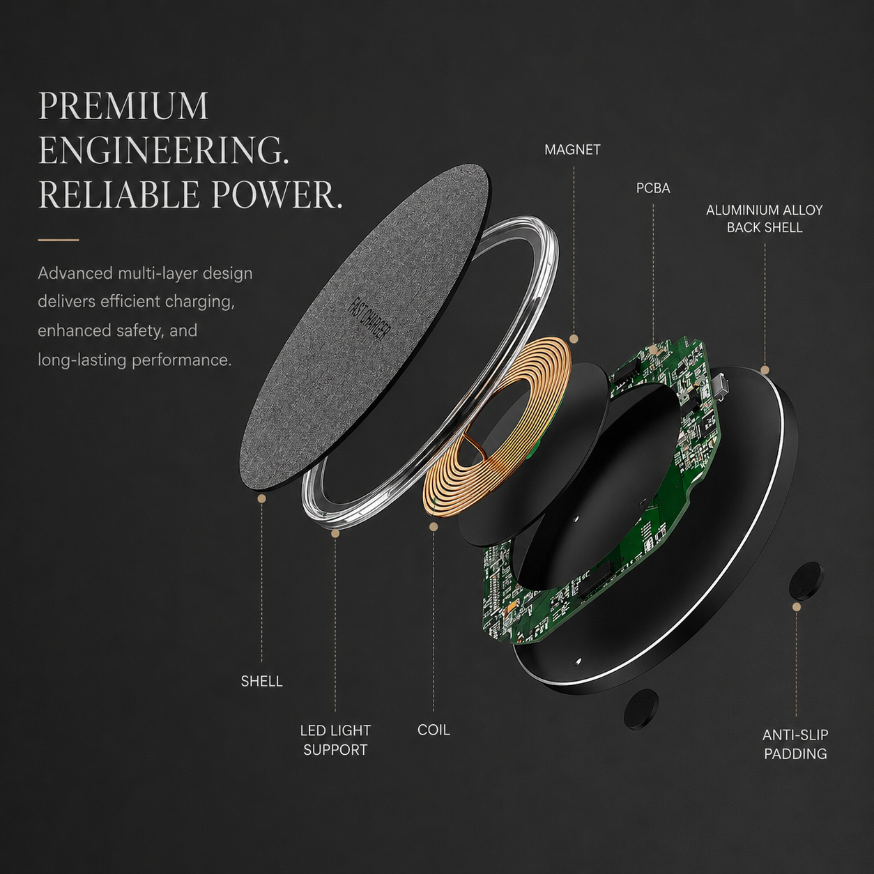 Premium Wireless Charger MagSafe Compatible Fast Charging Pad USB C Qi Wireless Charging Slim Design