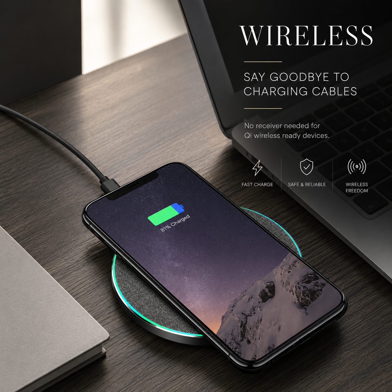 Premium Wireless Charger MagSafe Compatible Fast Charging Pad USB C Qi Wireless Charging Slim Design