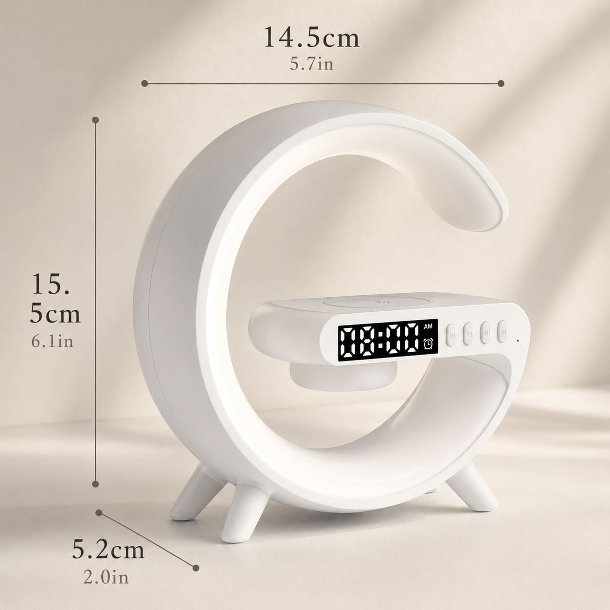 Premium Wireless Charging Station Fast Charging Dock RGB LED Bluetooth Speaker Clock USB C Multi Device Charger