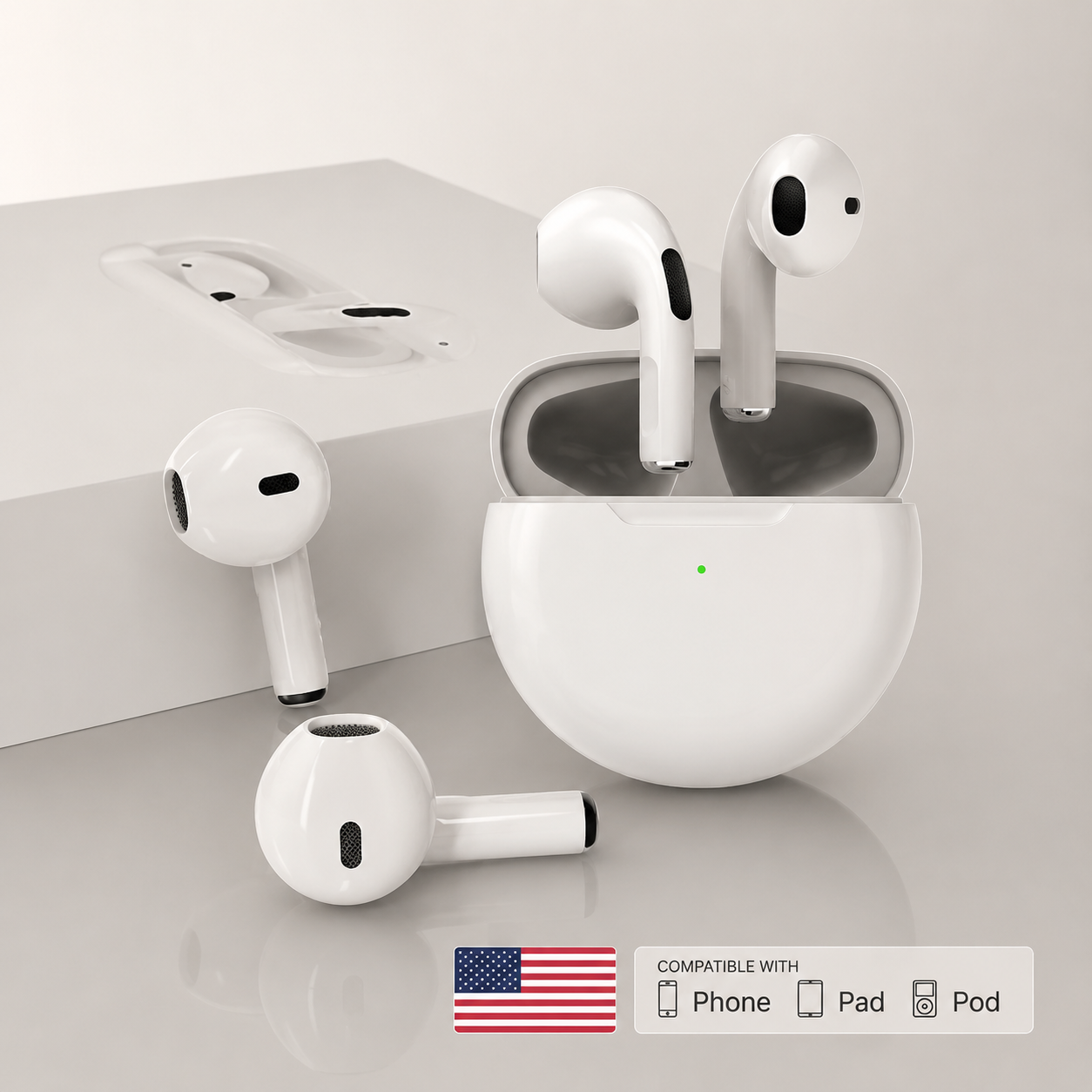 Premium Wireless Earbuds Bluetooth Compatible Touch Control Stereo Sound Sport Headset Mini In Ear Design