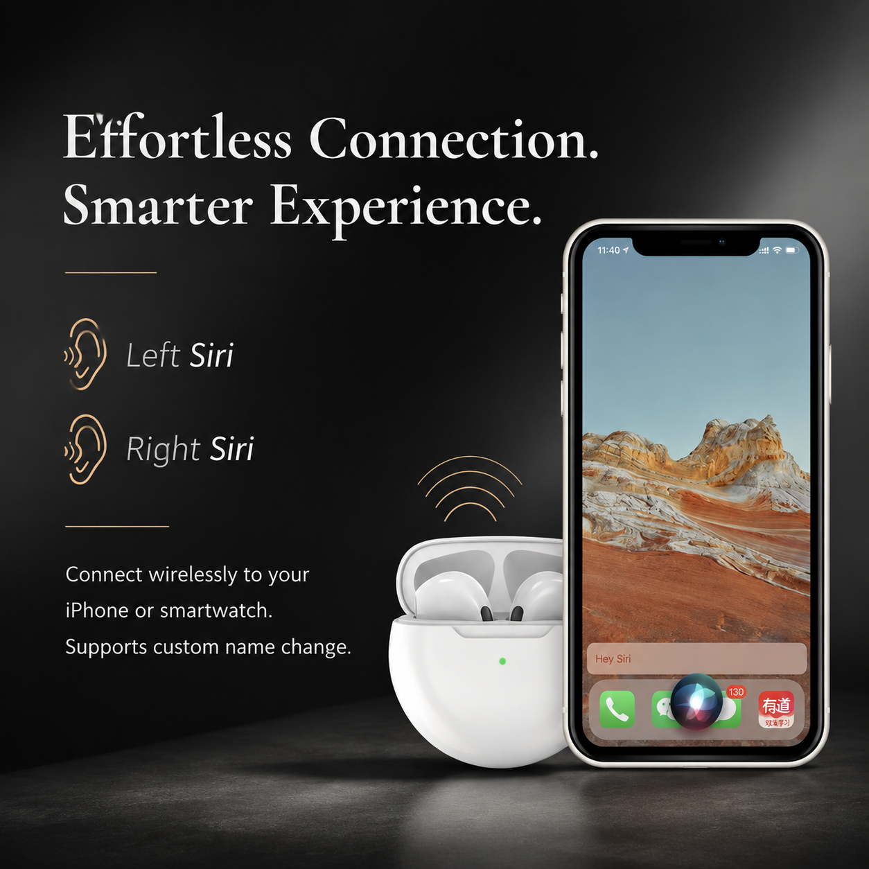 Premium Wireless Earbuds Bluetooth Compatible Touch Control Stereo Sound Sport Headset Mini In Ear Design