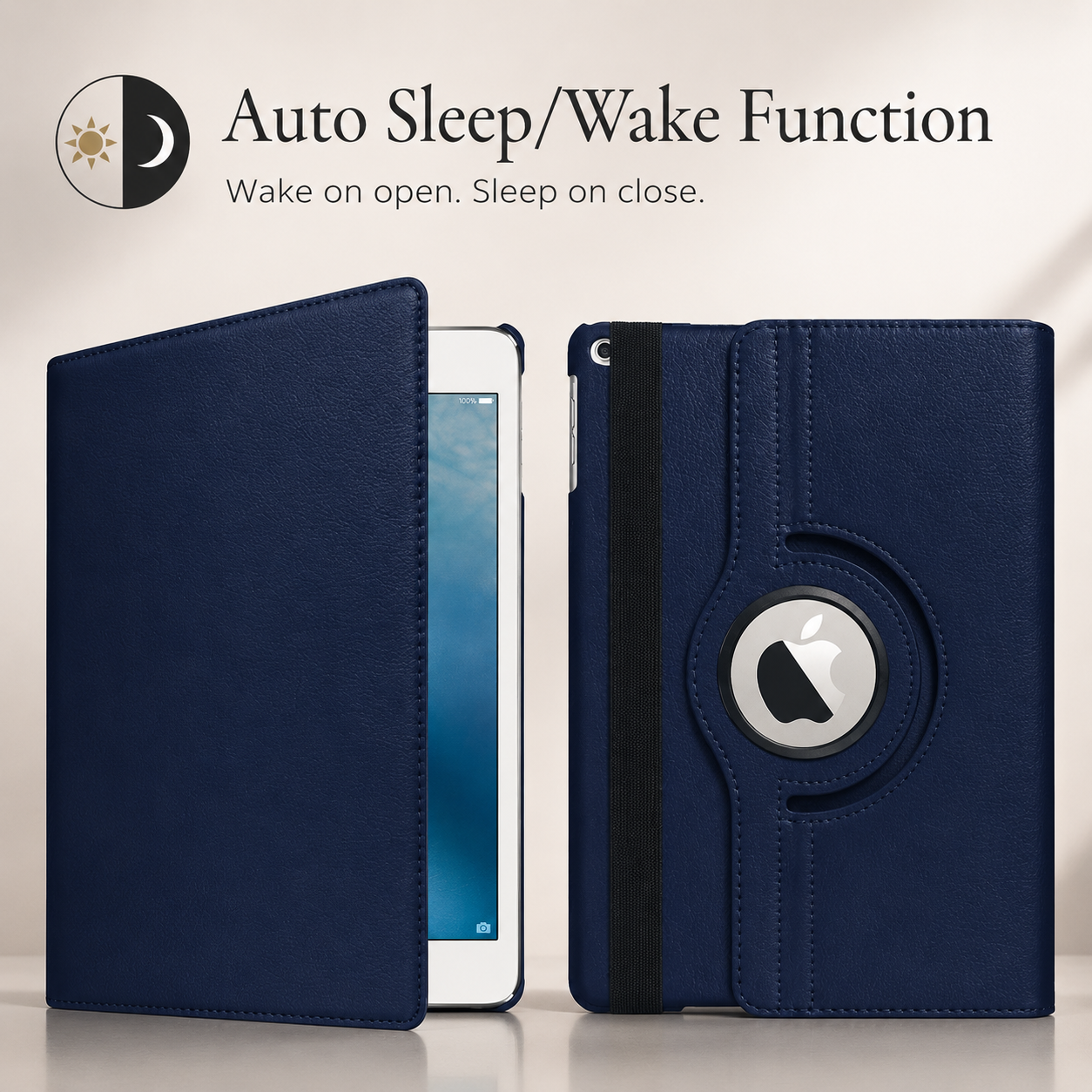 Premium iPad Case 360 Rotating Stand PU Leather Smart Cover Protective Tablet Case Multi Angle Viewing Support