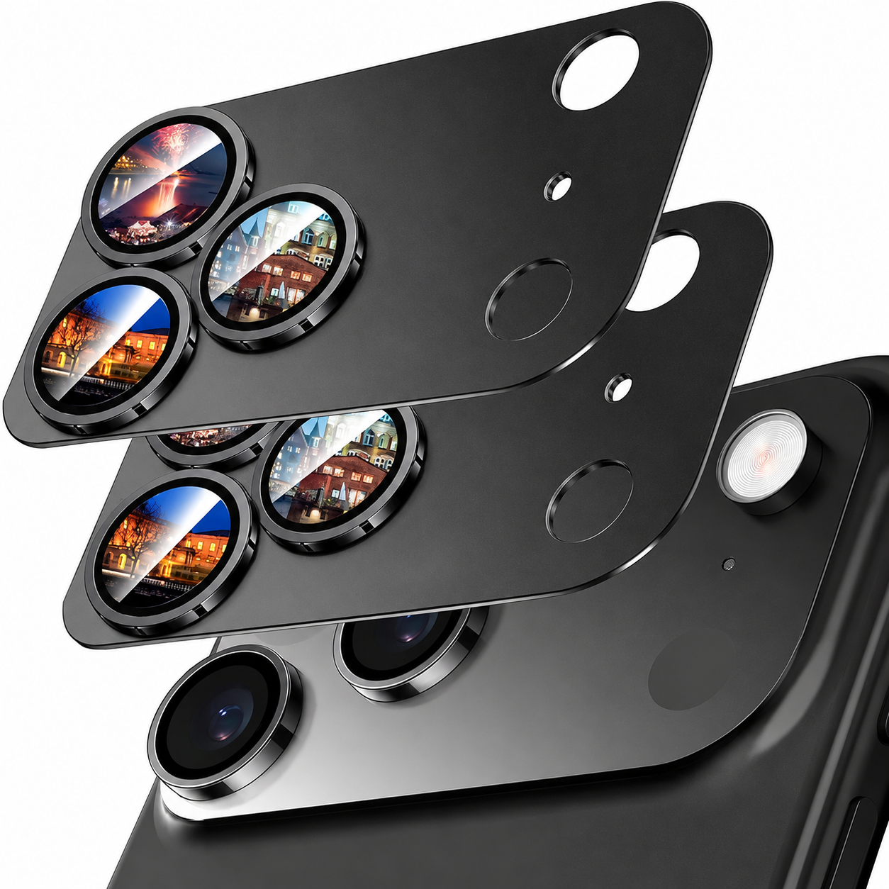 Premium iPhone Camera Lens Protector Tempered Glass Alloy Ring Shatterproof Scratch Resistant Shockproof Precision Fit Protective Cover