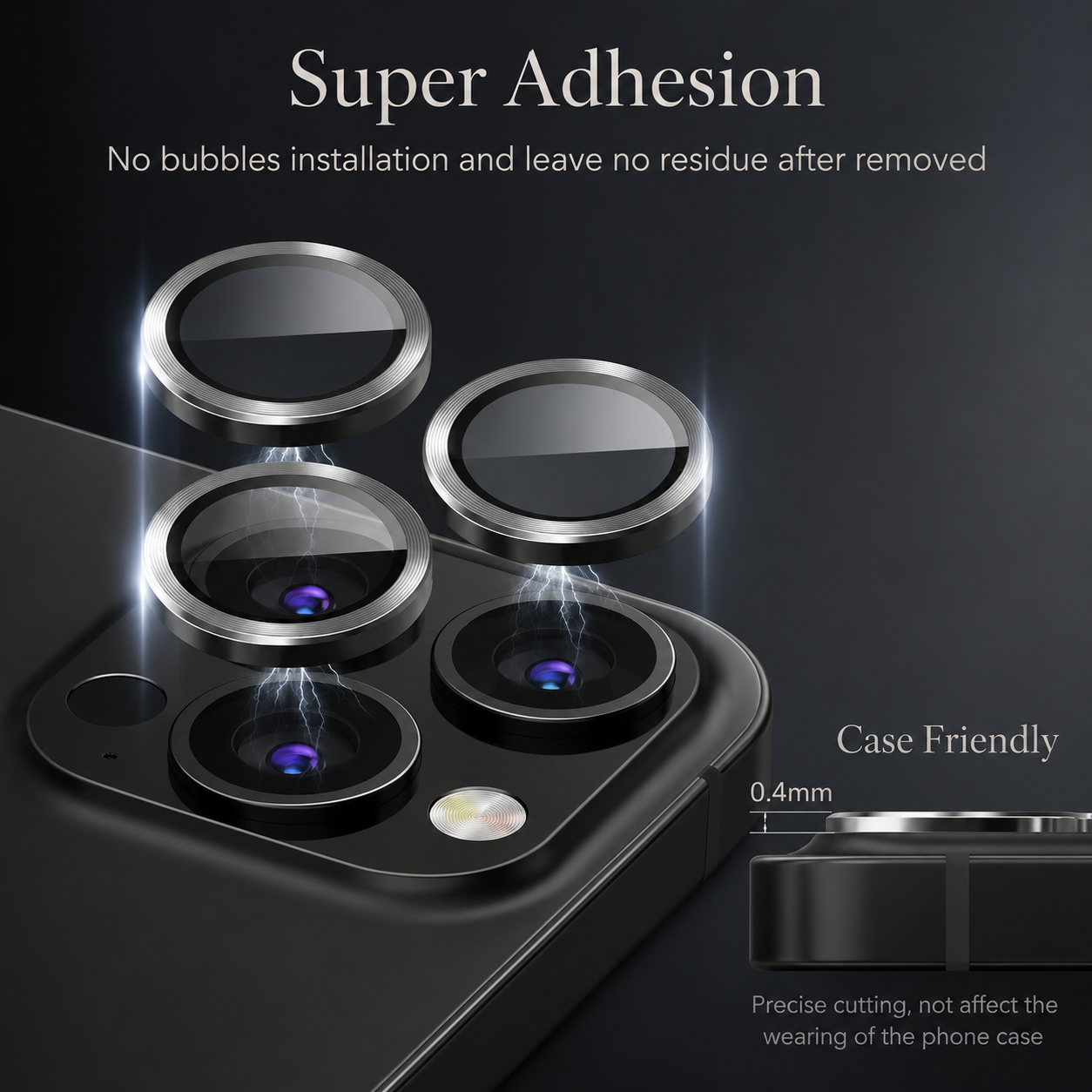 Premium iPhone Camera Lens Protector Tempered Glass Metal Ring Scratch Resistant Shockproof Anti Dust Precision Fit Protective Cover