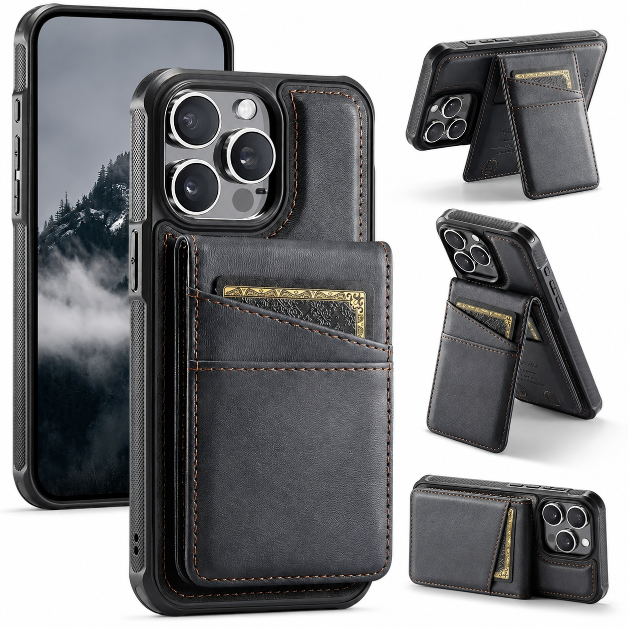 Premium iPhone Case 2-in-1 Magnetic Detachable Wallet Flip Cover Card Holder Full Protection