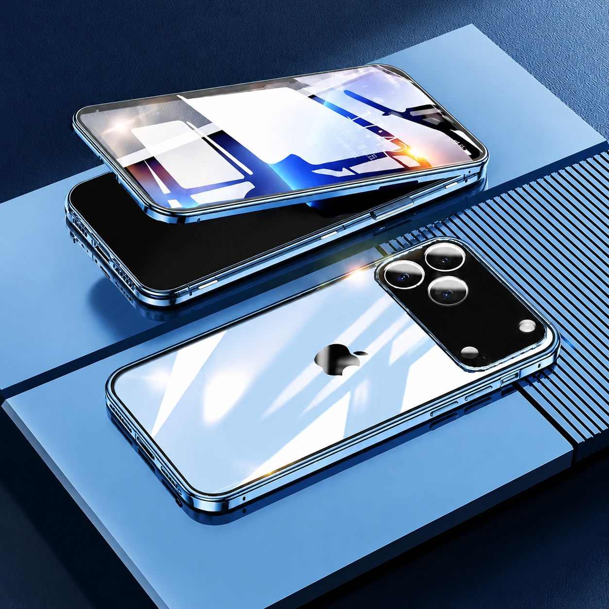 Premium iPhone Case 360 Full Protection Magnetic Glass Cover Aluminum Alloy Frame Shockproof Anti Scratch Bumper Full Coverage