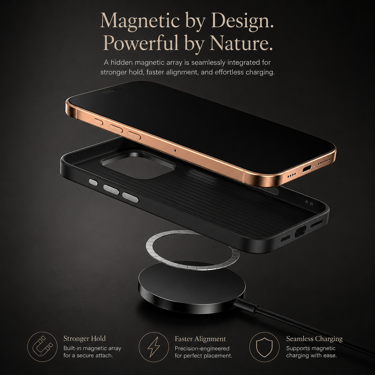 Premium iPhone Case 3D Embossed Magnetic Cover Skin Feel Frosted Back Shockproof Dual Layer Protective Case
