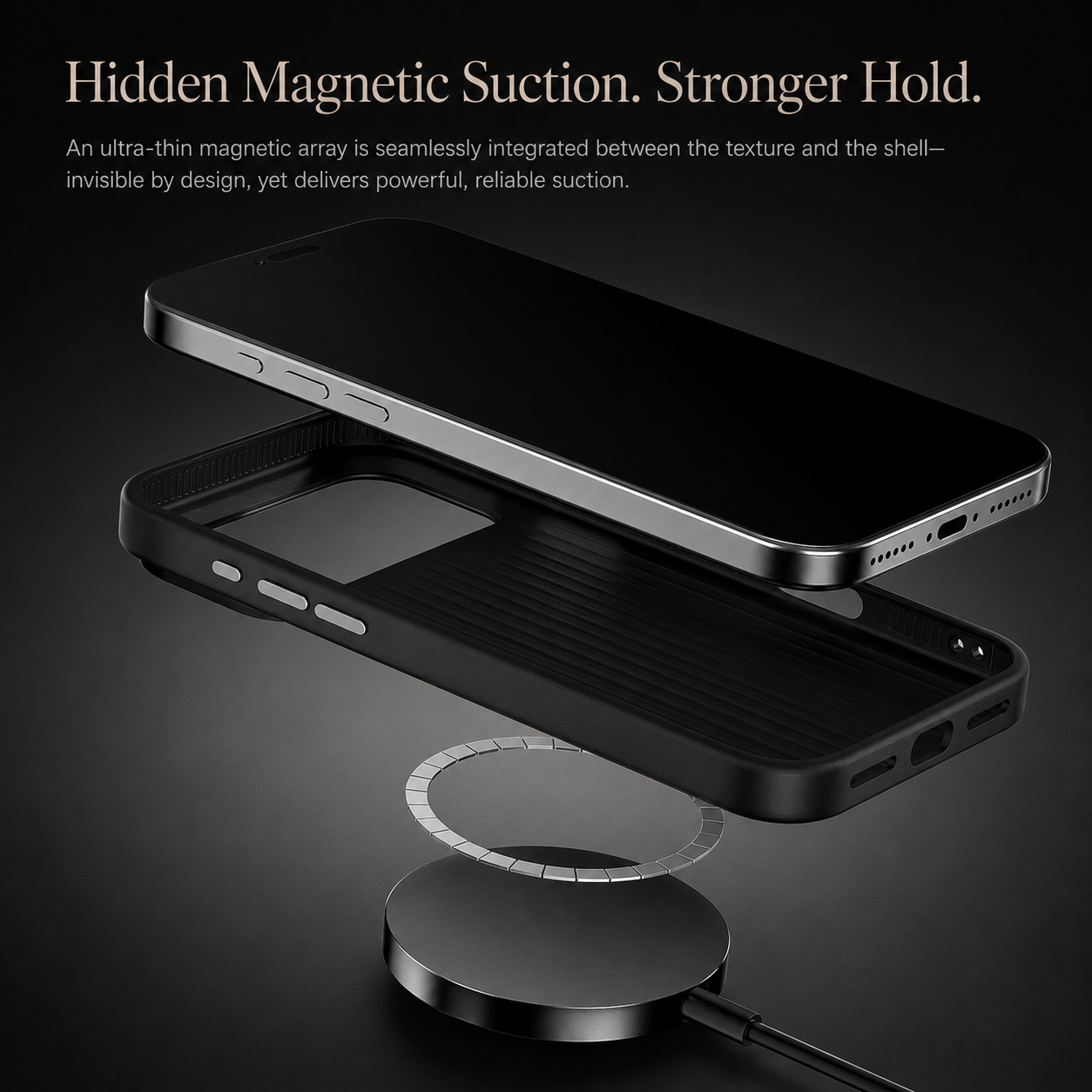 Premium iPhone Case 3D Embossed Magnetic Cover Skin Feel Frosted Back Shockproof Dual Layer Protective Case