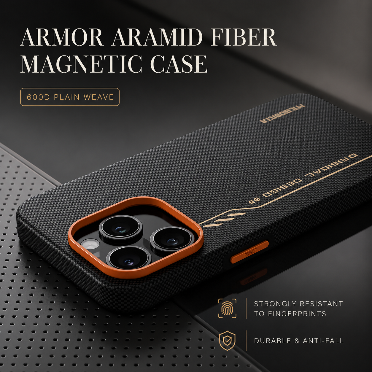 Premium iPhone Case 600D Aramid Fiber Kevlar Cover Magnetic Shockproof Anti Fingerprint Anti Scratch Protection