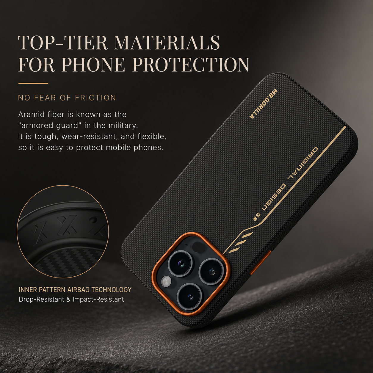 Premium iPhone Case 600D Aramid Fiber Kevlar Cover Magnetic Shockproof Anti Fingerprint Anti Scratch Protection