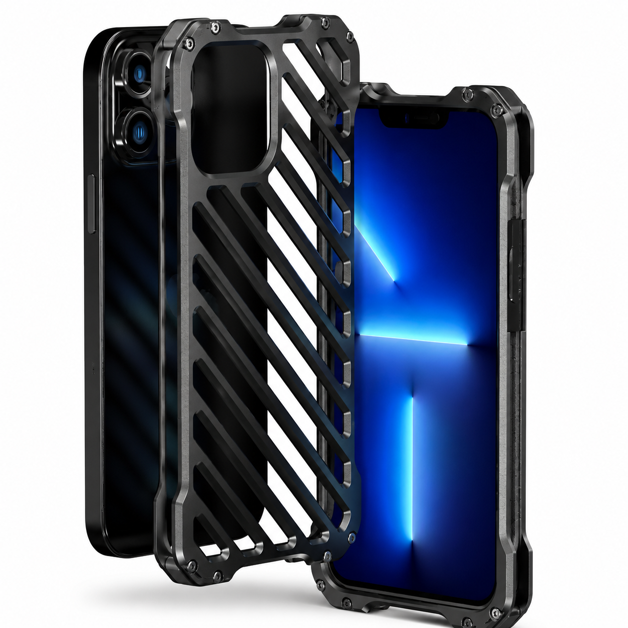 Premium iPhone Case Aluminum Alloy Armor Cover CNC Metal Shockproof Dual Layer Anti Fingerprint Protective Case