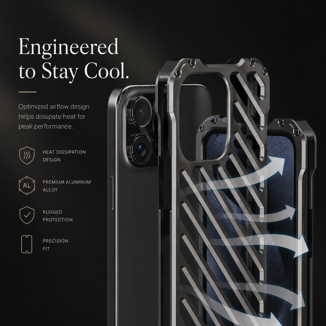Premium iPhone Case Aluminum Alloy Armor Cover CNC Metal Shockproof Dual Layer Anti Fingerprint Protective Case