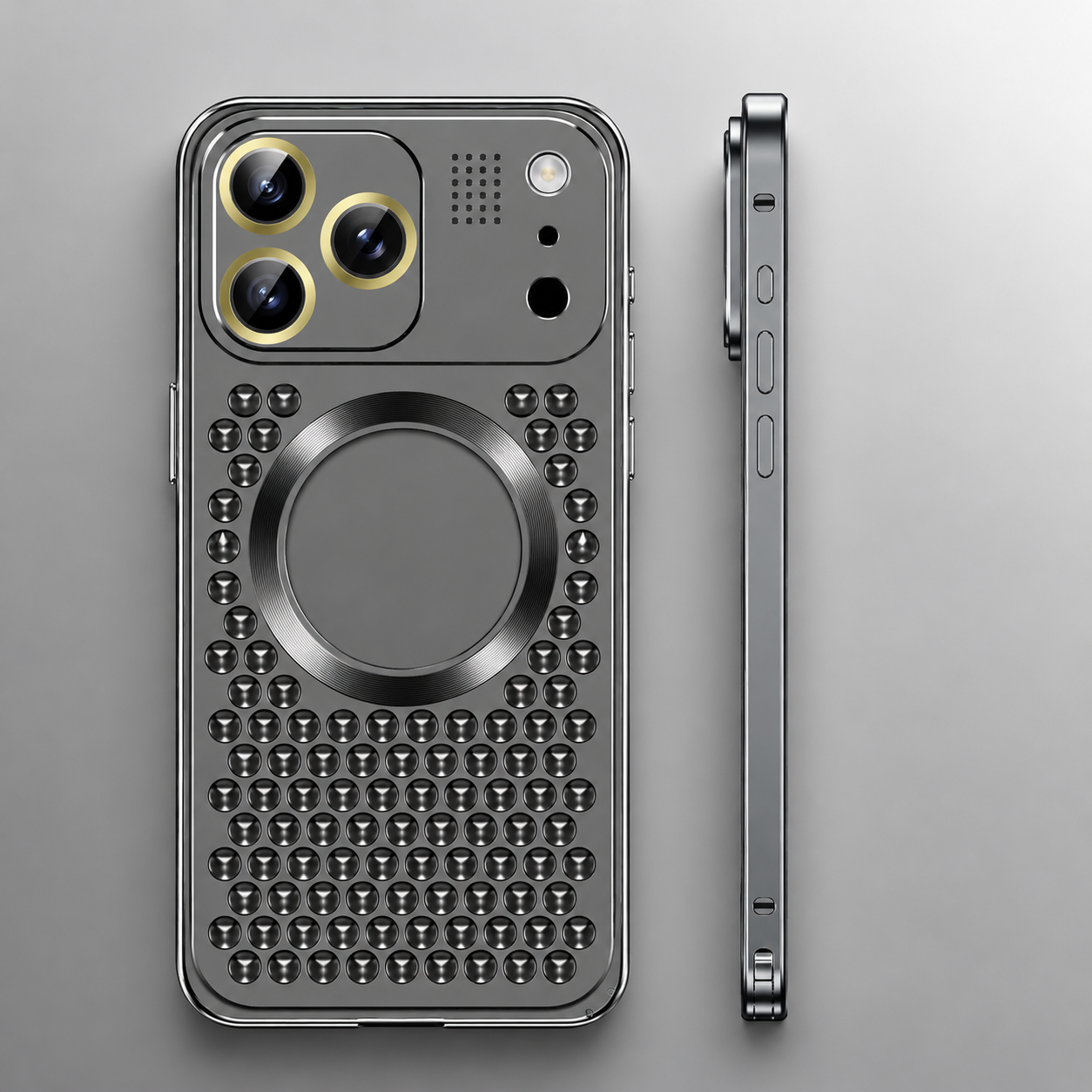 Premium iPhone Case Aluminum Alloy Frame Cover Magnetic Heat Dissipation Shockproof Anti Fall Camera Lens Protection