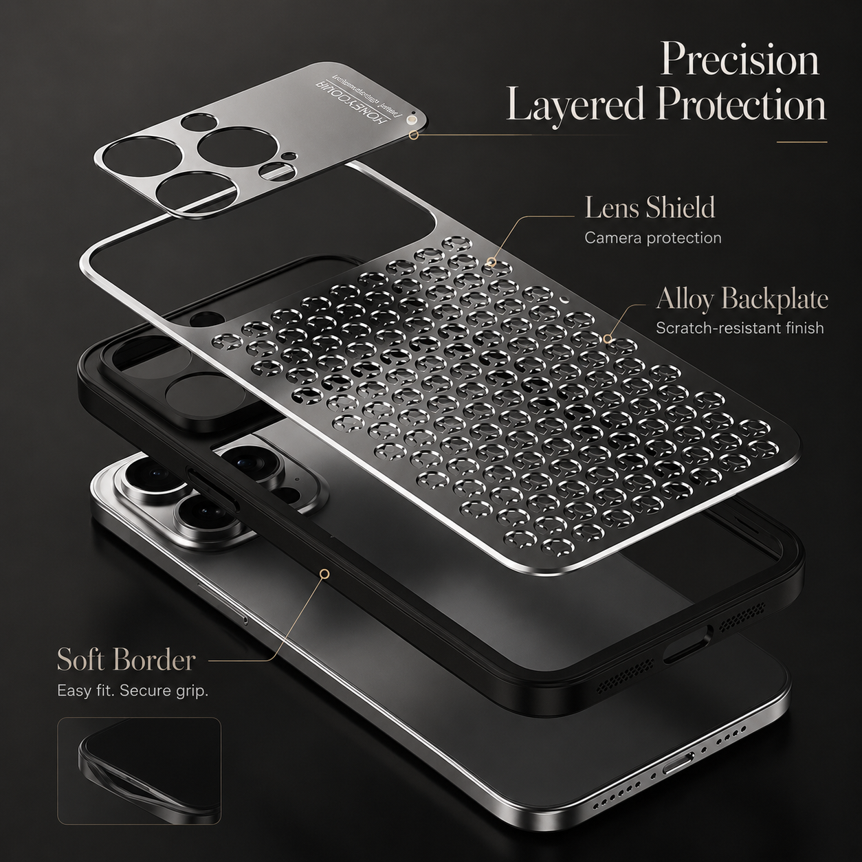 Premium iPhone Case Aluminum Alloy Protective Cover Breathable Metal Design Anti Fingerprint Scratch Resistant Slim Frame