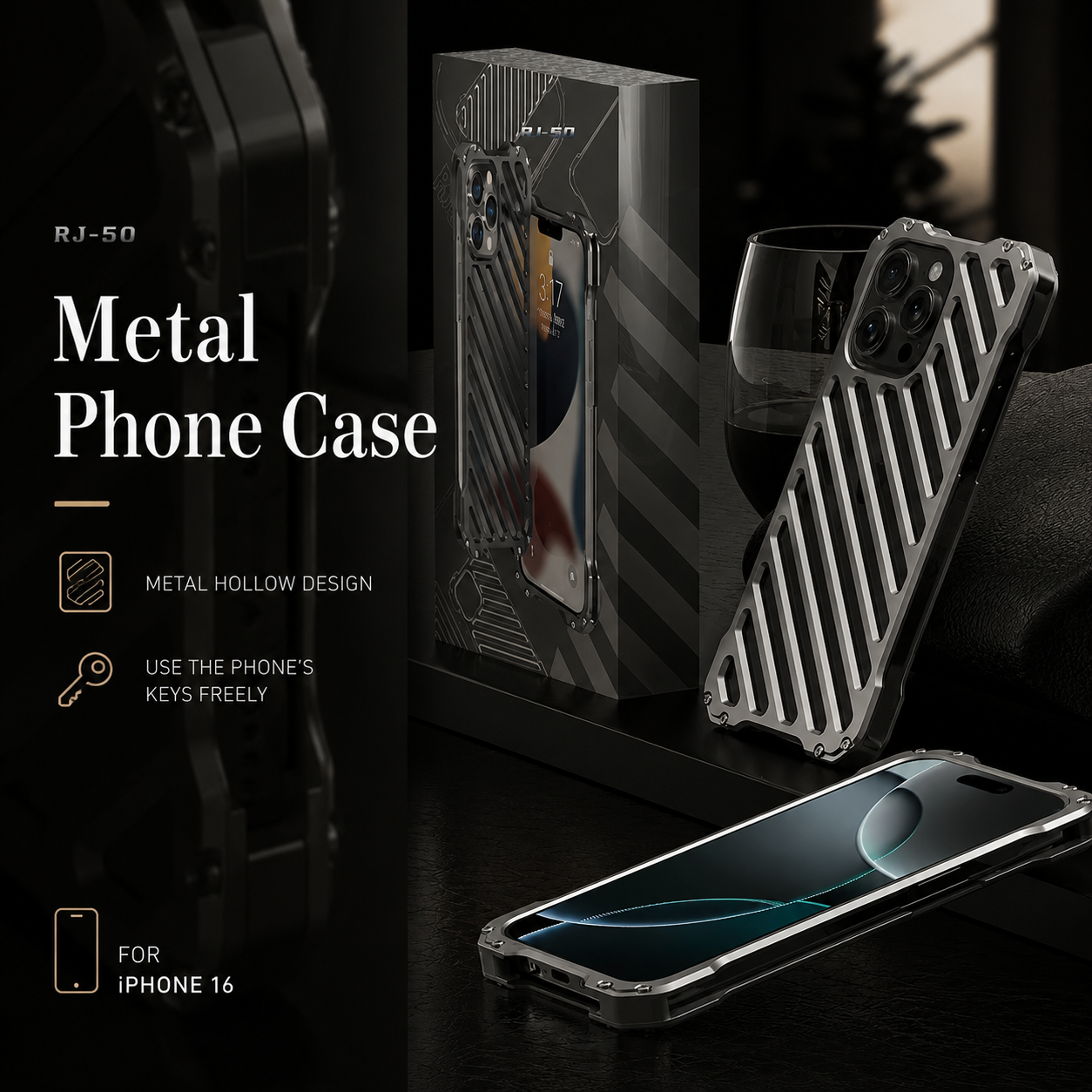 Premium iPhone Case Aluminum Armor Bumper Shockproof Metal Gear Transparent Hard Cover Camera Lens Protection Case