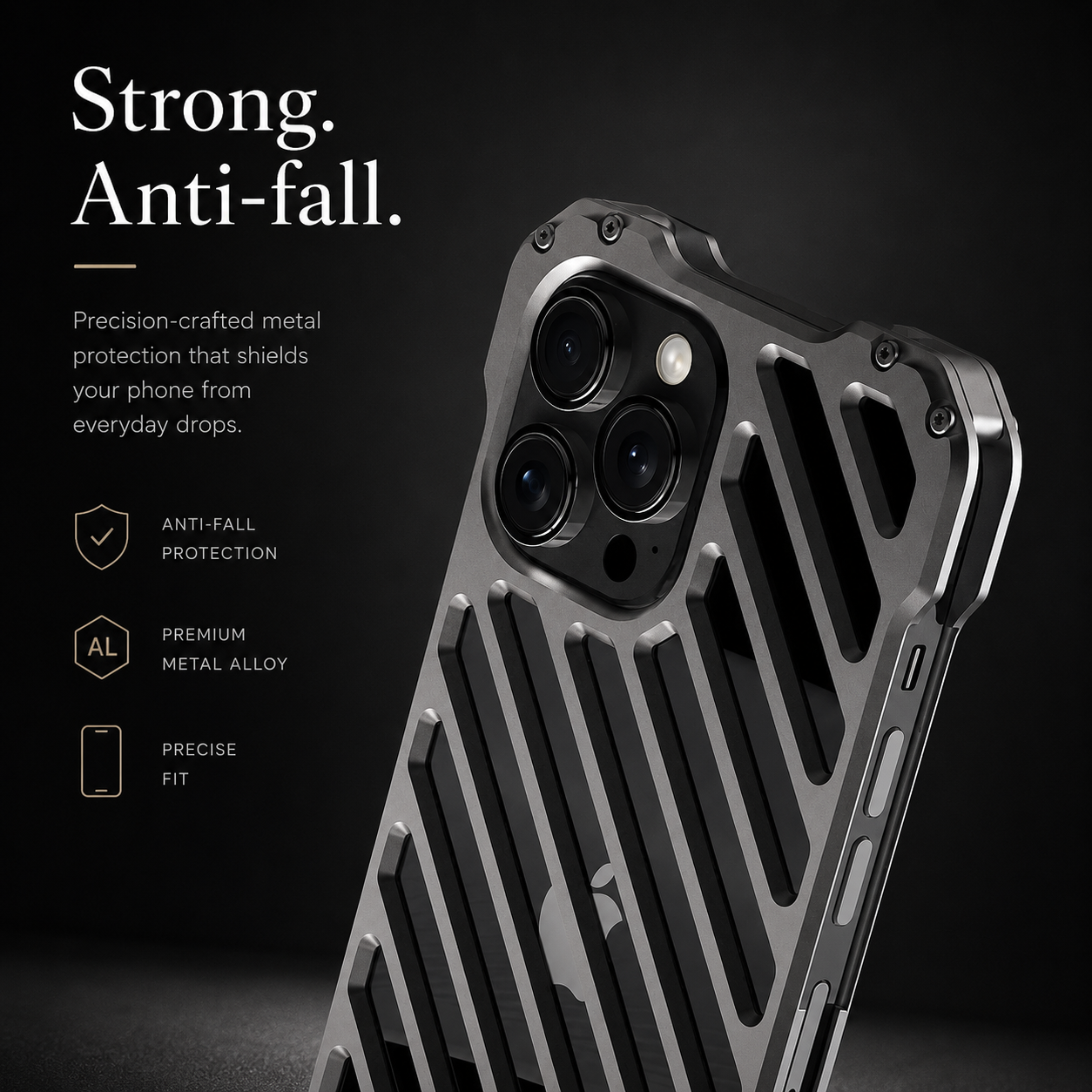 Premium iPhone Case Aluminum Armor Bumper Shockproof Metal Gear Transparent Hard Cover Camera Lens Protection Case