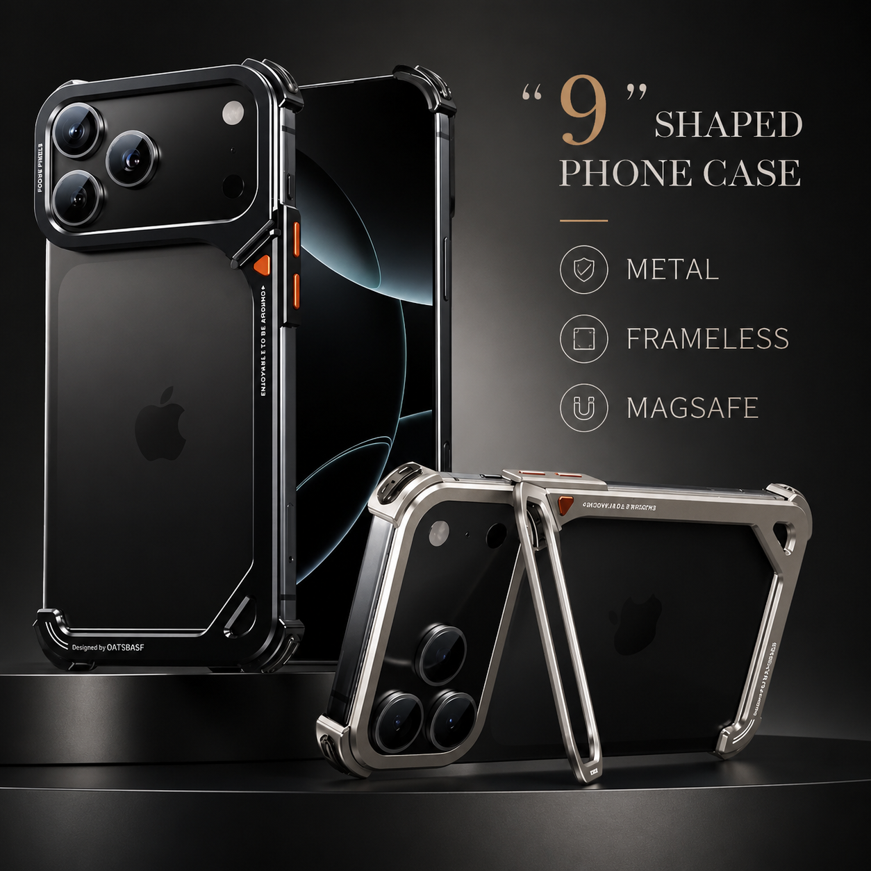 Premium iPhone Case Aluminum Frame with Lens Holder MagSafe Wireless Charging Support Slim Drop Protection Metal Design