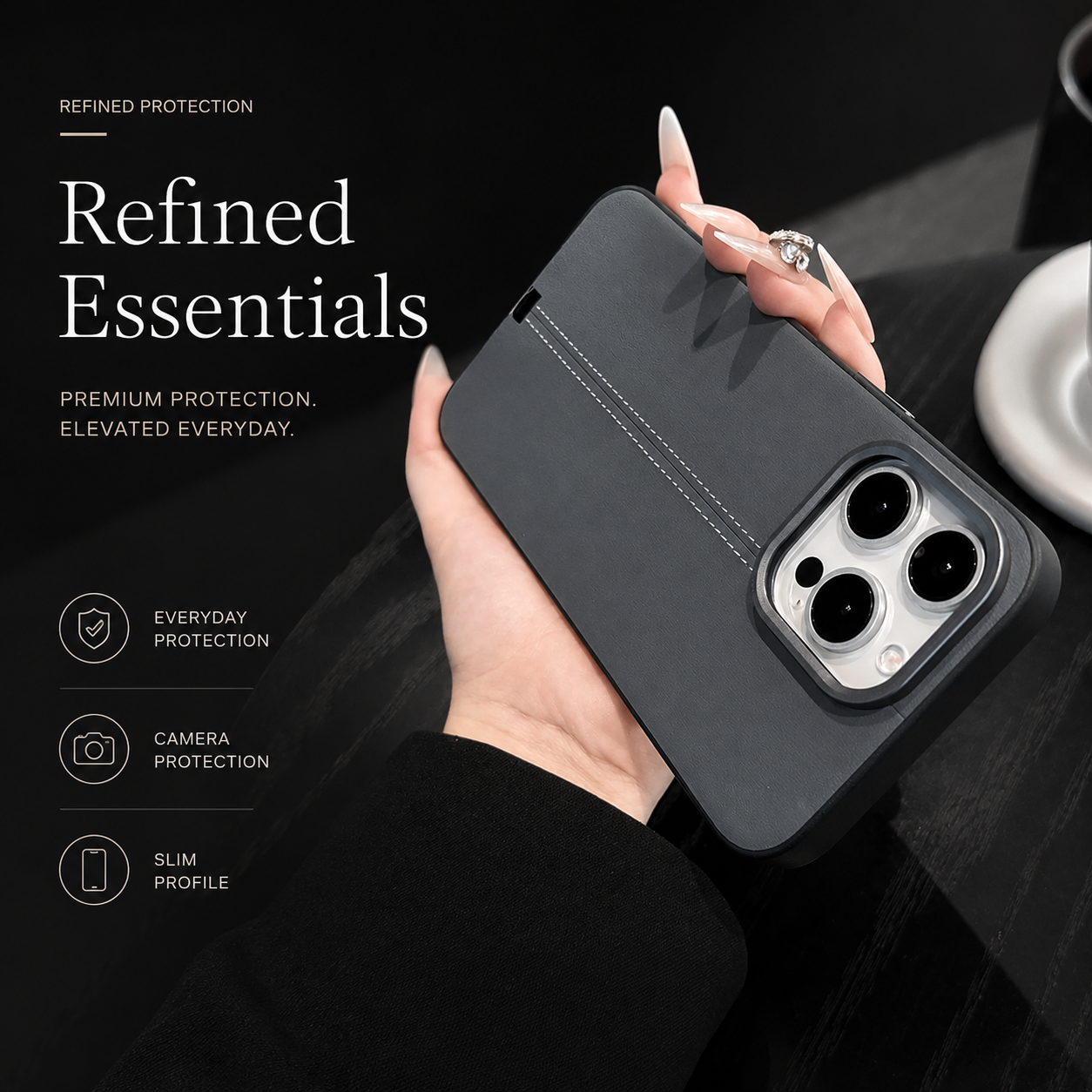 Premium iPhone Case Business Leather MagSafe Magnetic Cover Anti Fall Metal Button Protective Case