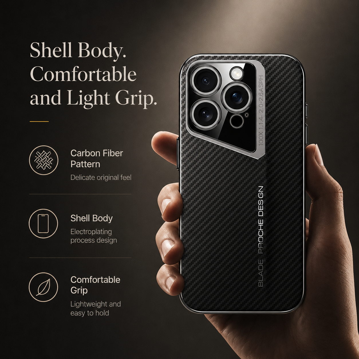 Premium iPhone Case Carbon Fiber Electroplated Cover Magnetic Shockproof Anti Fingerprint Full Coverage Protective Case