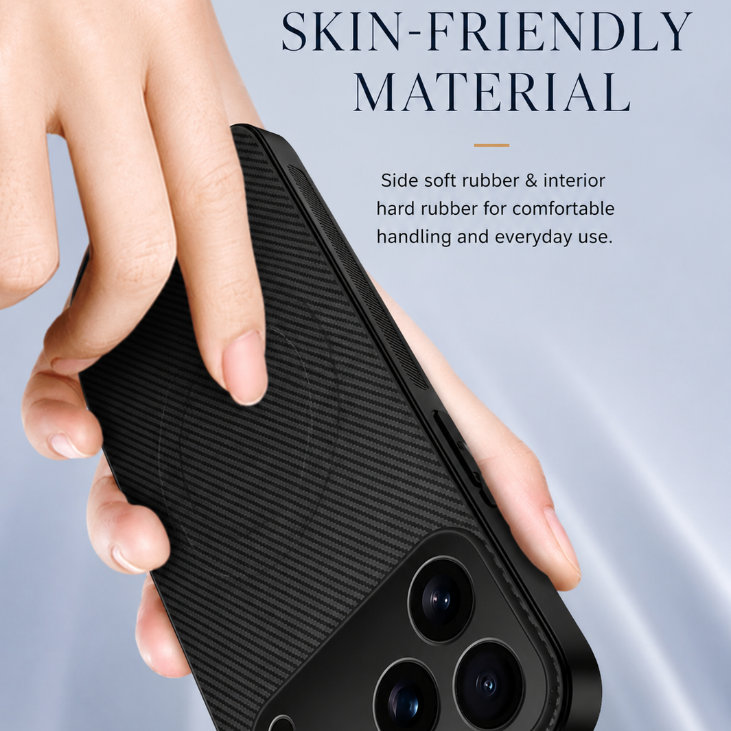 Premium iPhone Case Carbon Fiber Magnetic Leather Cover MagSafe Compatible Ultra Thin Protective Case