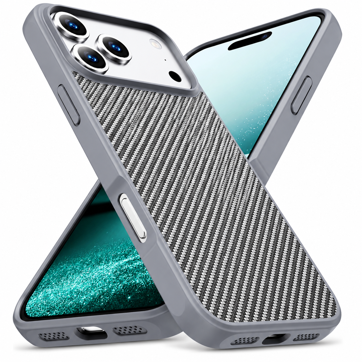 Premium iPhone Case Carbon Fiber Shockproof Protective Cover Drop Resistant Anti Fingerprint Non Slip Scratch Defense