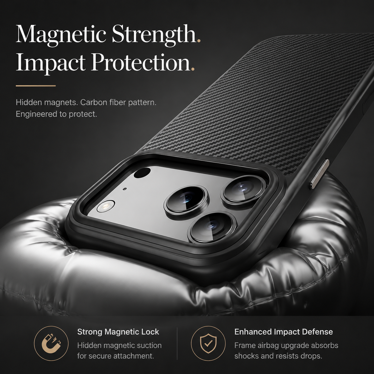 Premium iPhone Case Carbon Fiber Shockproof Protective Cover Drop Resistant Anti Fingerprint Non Slip Scratch Defense