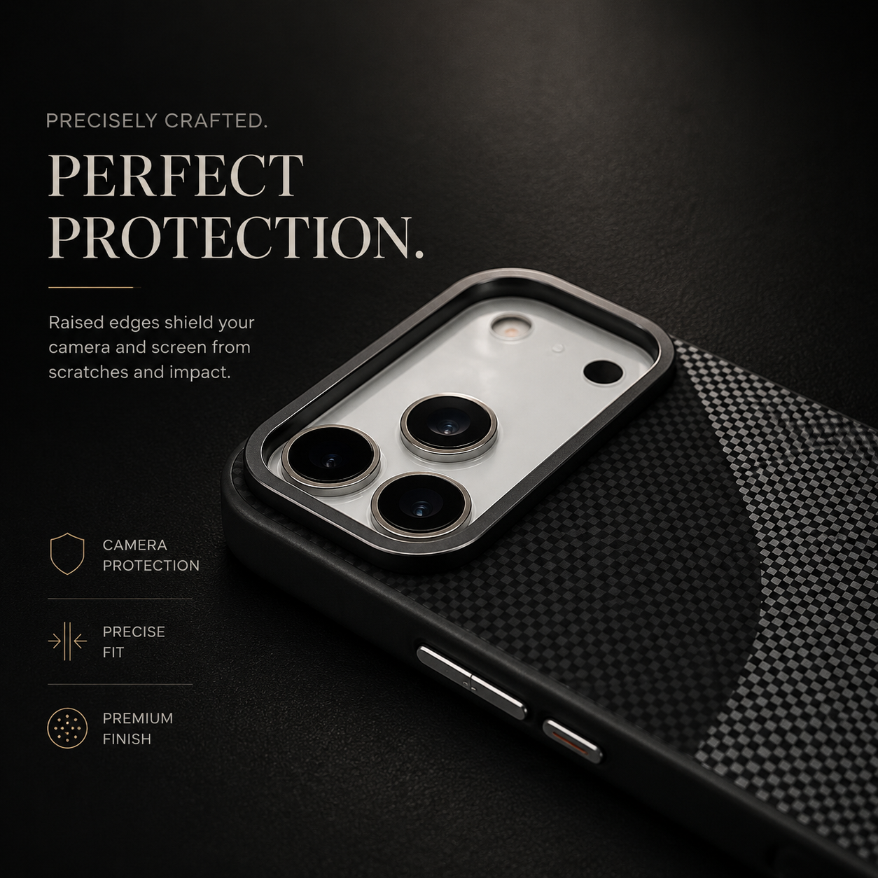 Premium iPhone Case Carbon Fiber Texture MagSafe Armor Cover Alloy Lens Protection Shockproof Non Slip Full Coverage Protective Case