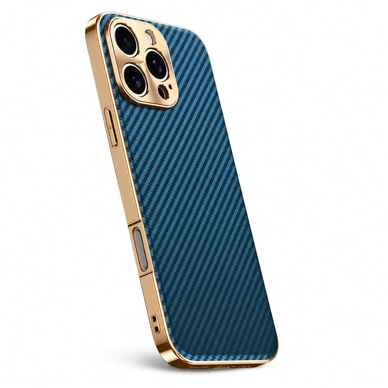 Premium iPhone Case Carbon Fiber Textured Leather Cover Alloy Metal Lens Protection Shockproof Slim Design