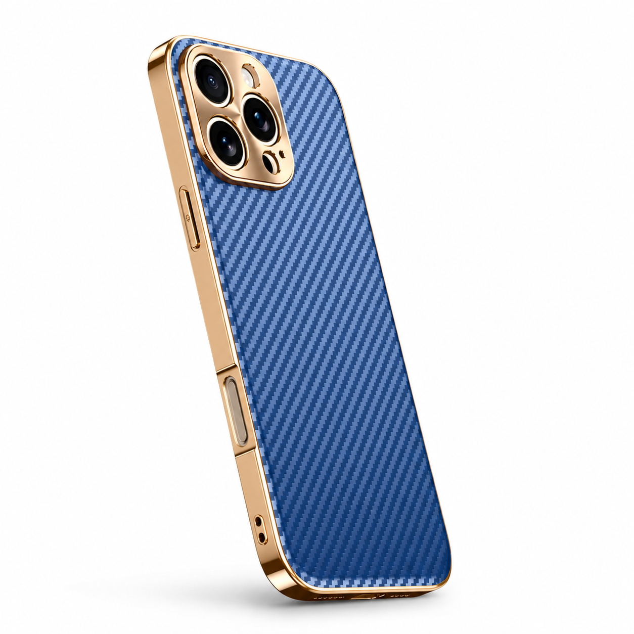 Premium iPhone Case Carbon Fiber Textured Leather Cover Alloy Metal Lens Protection Shockproof Slim Design