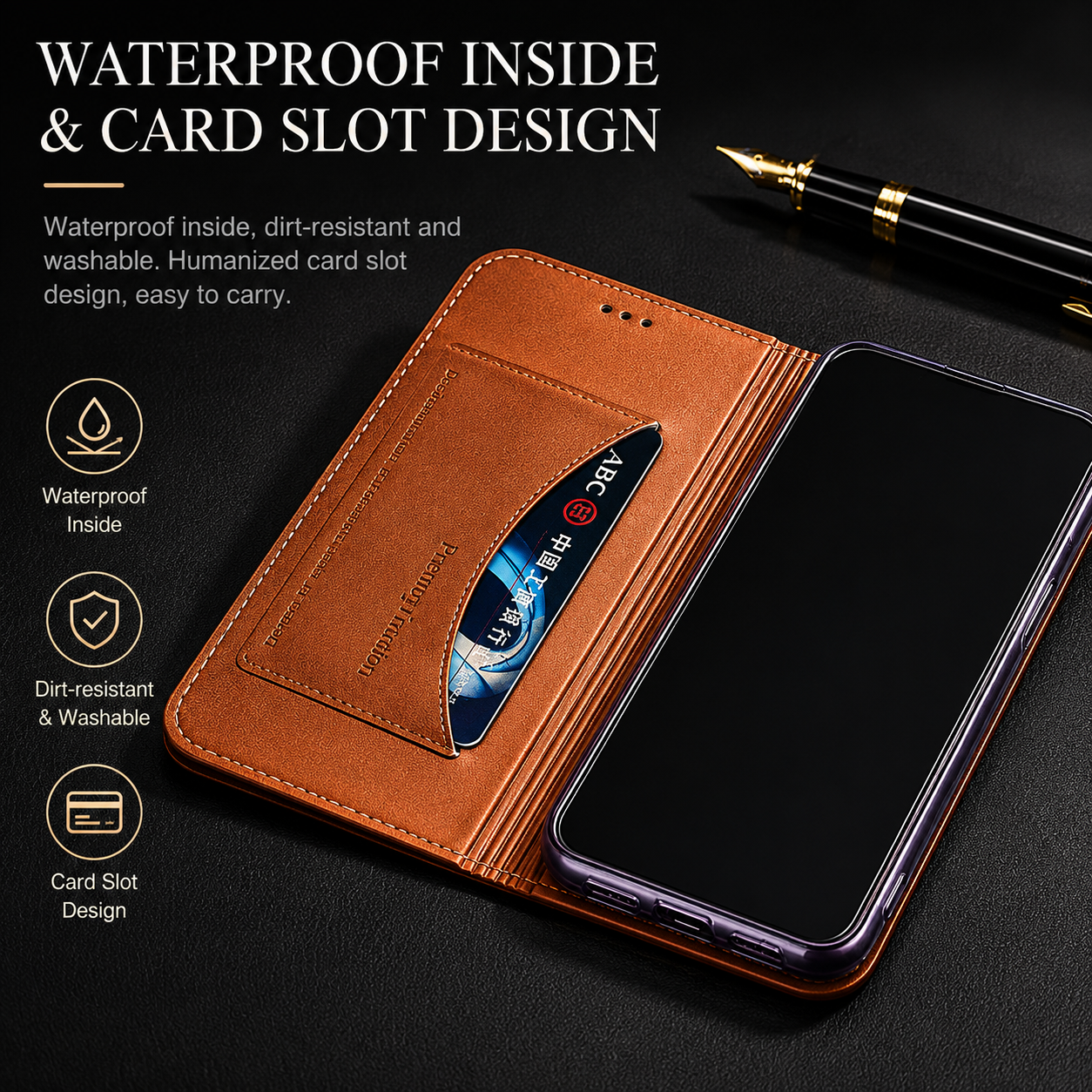 Premium iPhone Case Crocodile Texture Genuine Leather Flip Cover Card Pocket Non Slip Full Protection Design