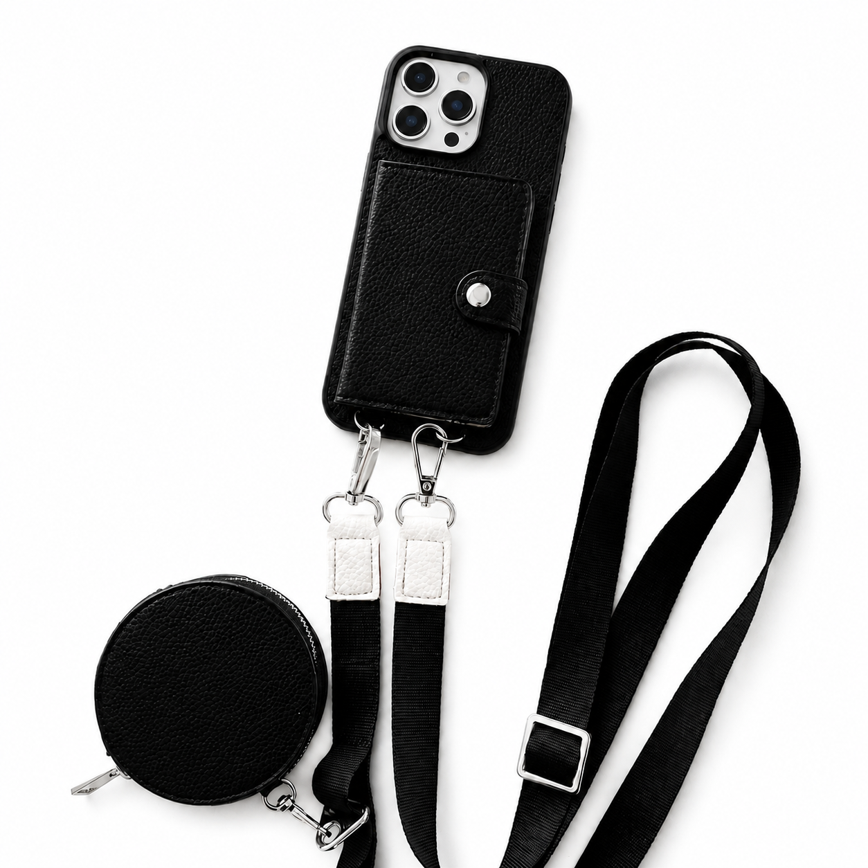 Premium iPhone Case Crossbody Wallet Cover PU Leather Card Holder RFID Protection Full Protection
