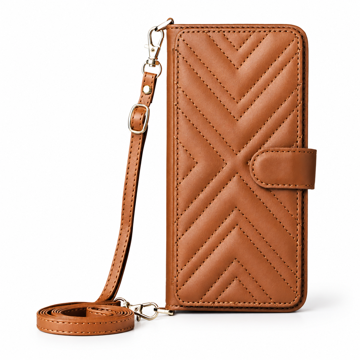Premium iPhone Case Crossbody Wallet Cover PU Leather Card Holder Shoulder Strap Shockproof Full Protection