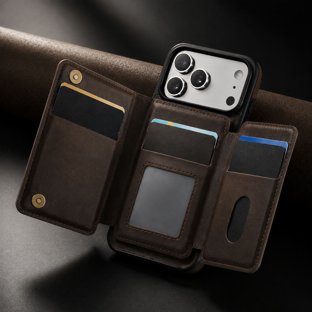 Premium iPhone Case Detachable Magnetic Leather Wallet Cover Card Holder MagSafe Shockproof Scratch Resistant Protection