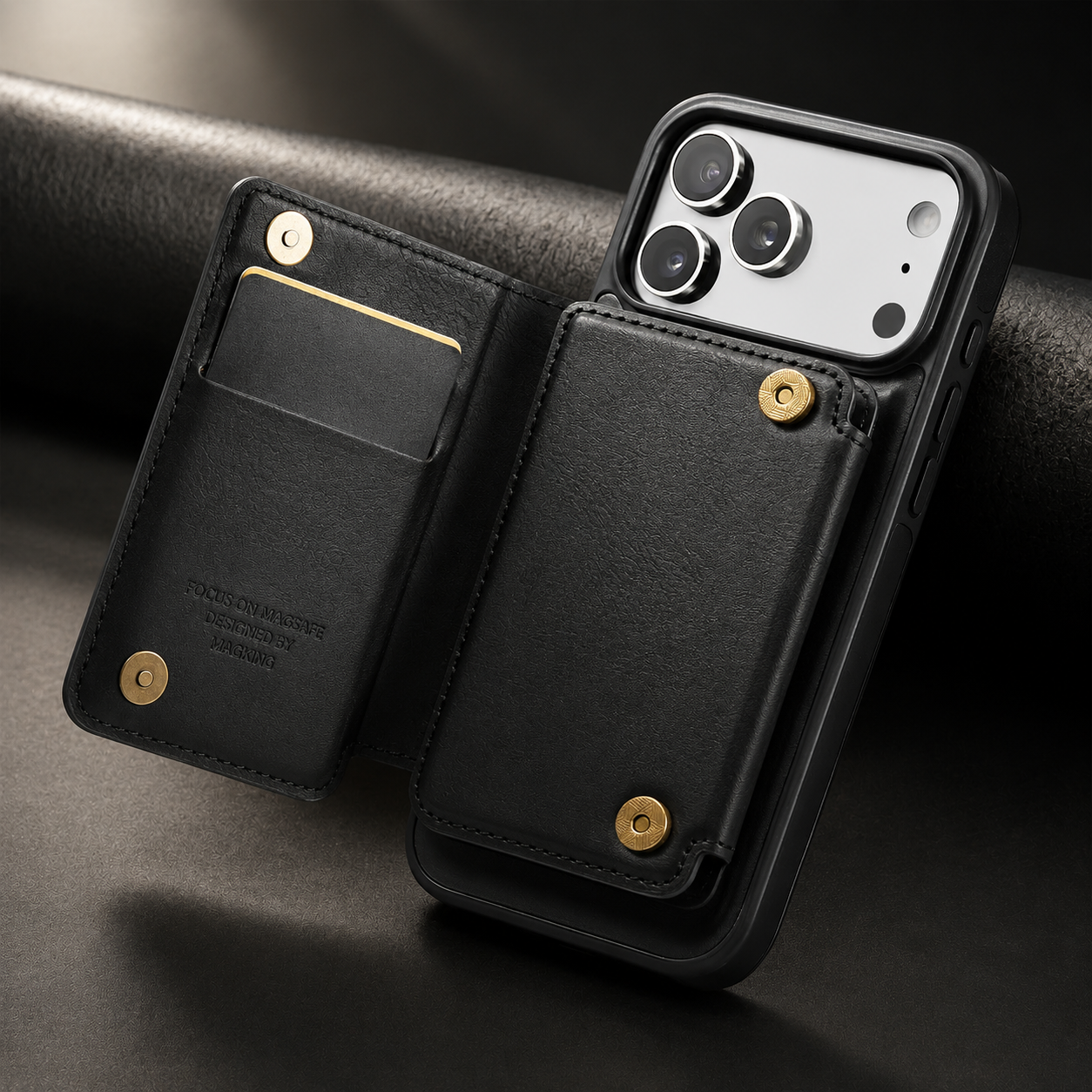Premium iPhone Case Detachable Magnetic Leather Wallet Cover Card Holder MagSafe Shockproof Scratch Resistant Protection