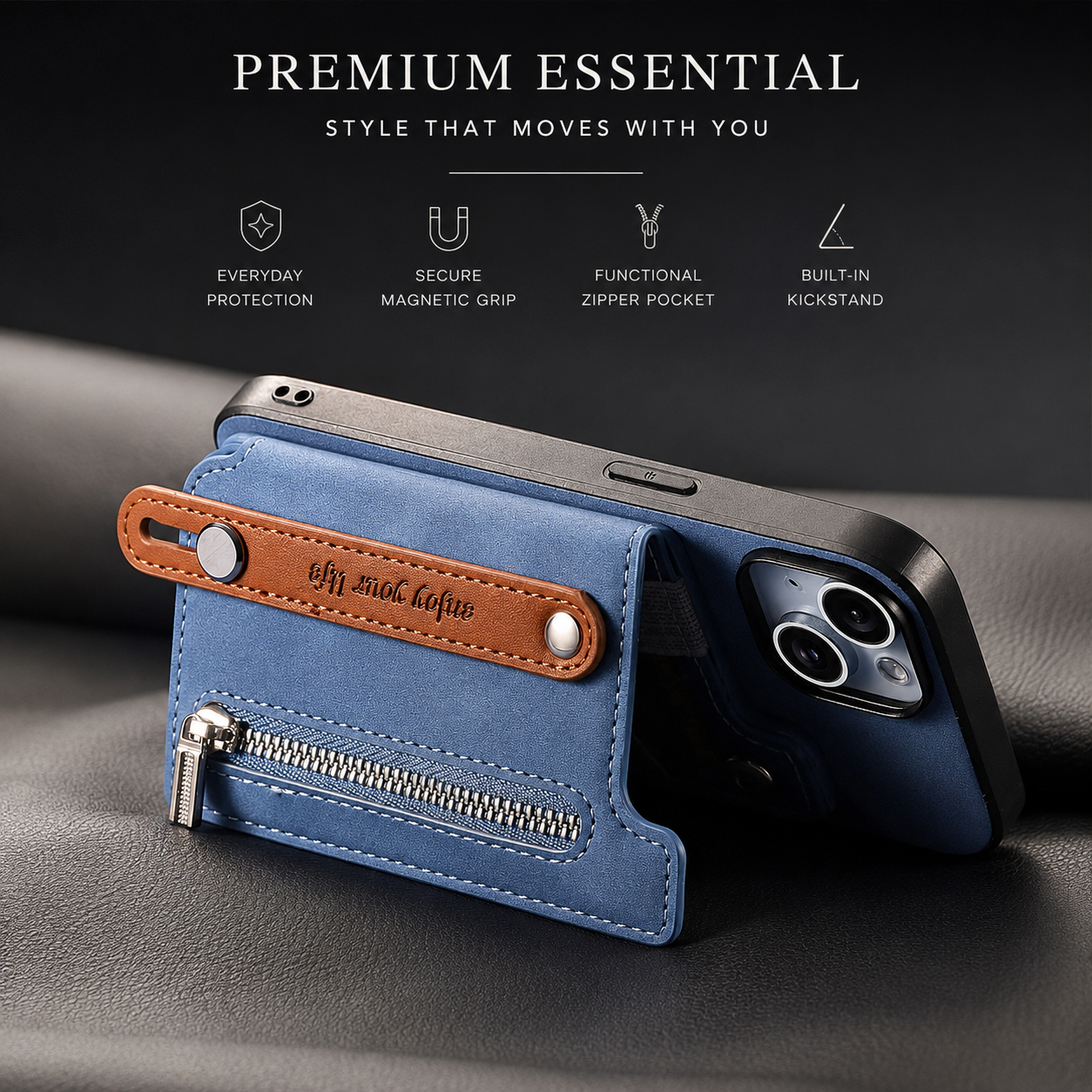 Premium iPhone Case Detachable Zipper Wallet Flip Cover PU Leather Card Holder Shockproof Full Protection