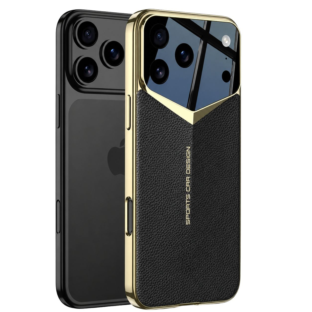 Premium iPhone Case Electroplated Leather Cover Shockproof Protective Hard Shell Lens Protection Case